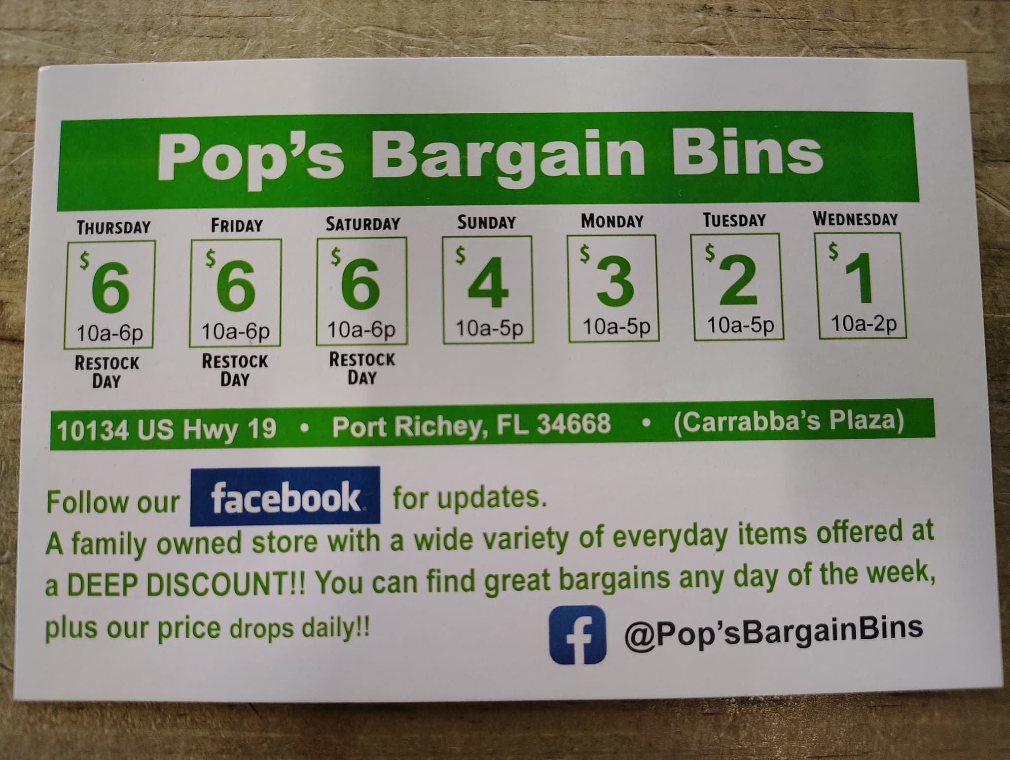 Pop's Bargain Bins